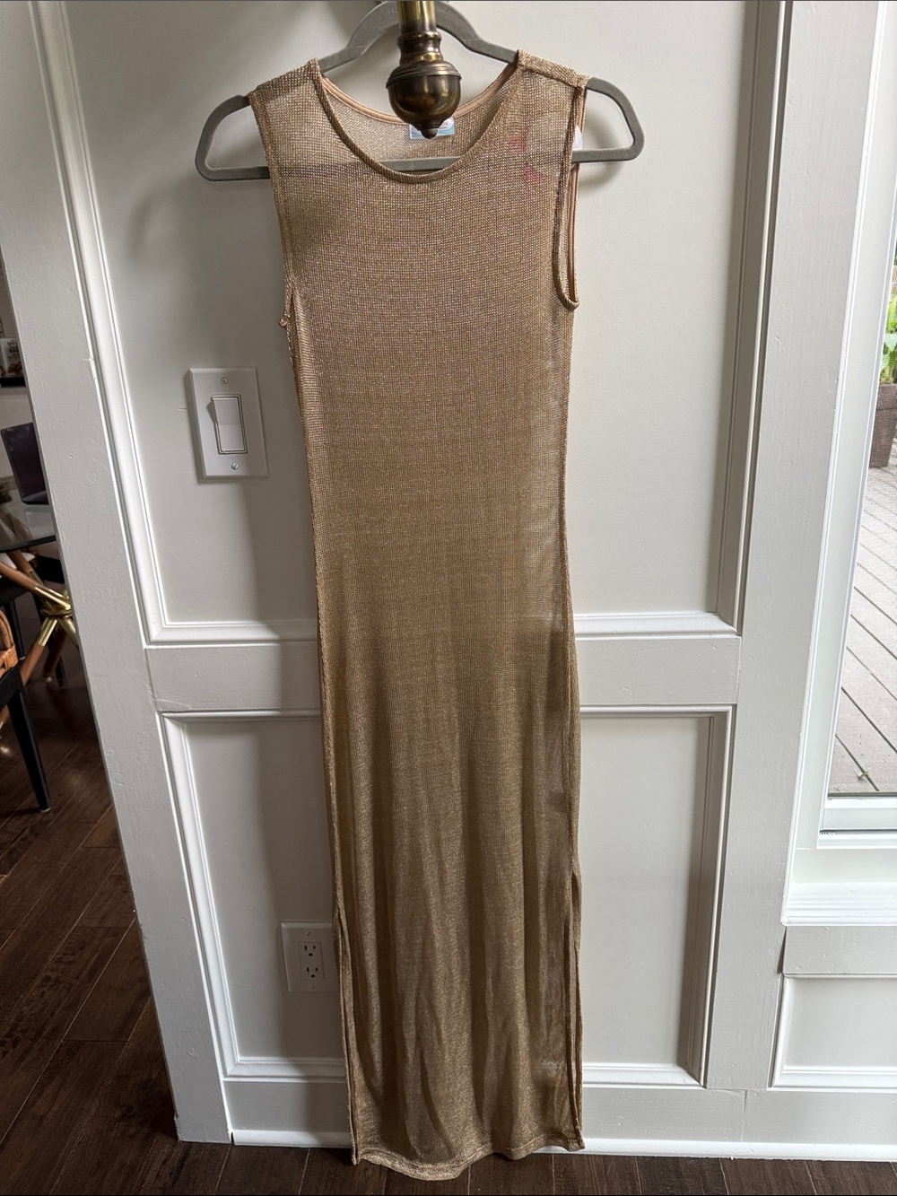 NWT Sleeveless Metallic Gold swim coverup by ALTAR’D STATE Maxi Dress